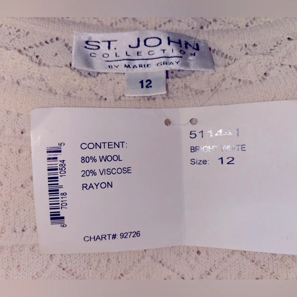 St John Collection by Marie Gray NEW with tags cream knit sweater size 12 - Picture 8 of 8